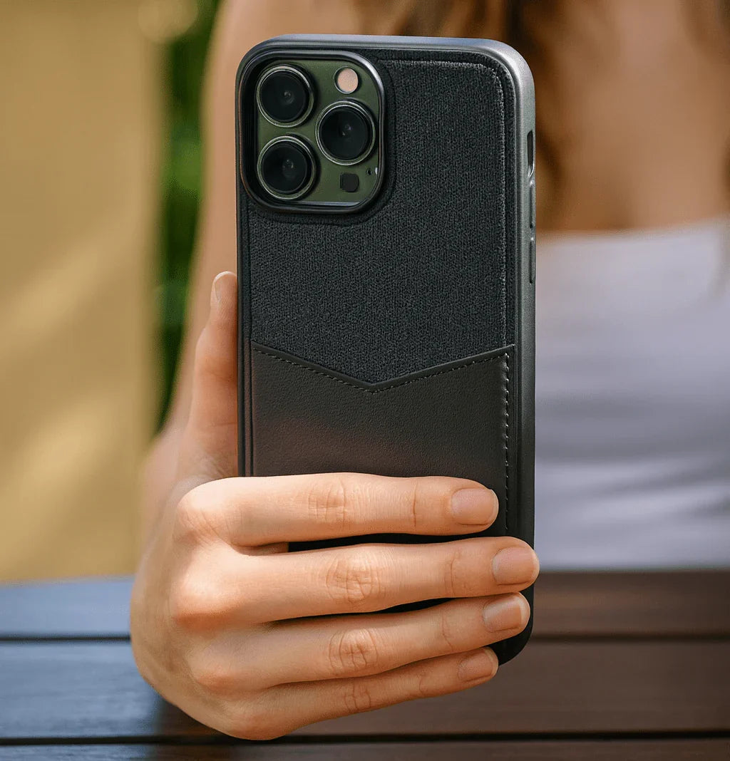 Dual-Tone Fabric & PU Leather iPhone Case
